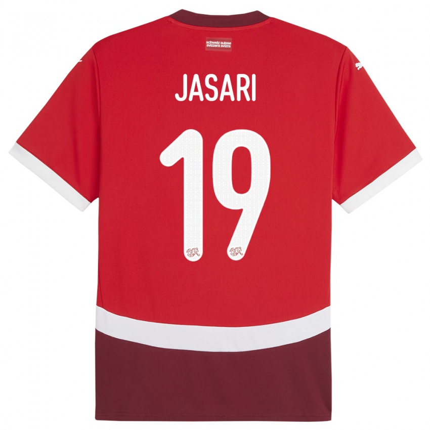 Børn Schweiz Ardon Jasari #19 Rød Hjemmebane Spillertrøjer 24-26 Trøje T-Shirt