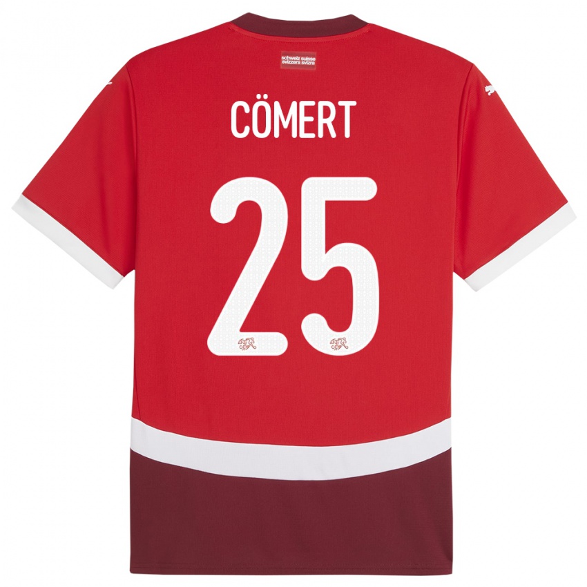 Børn Schweiz Eray Comert #25 Rød Hjemmebane Spillertrøjer 24-26 Trøje T-Shirt