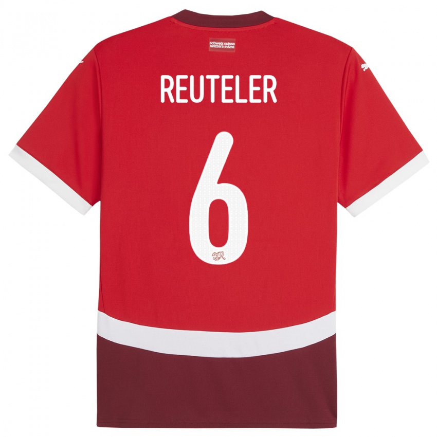Børn Schweiz Geraldine Reuteler #6 Rød Hjemmebane Spillertrøjer 24-26 Trøje T-Shirt