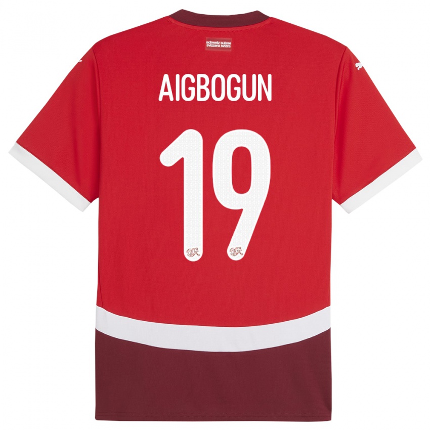Børn Schweiz Eseosa Aigbogun #19 Rød Hjemmebane Spillertrøjer 24-26 Trøje T-Shirt