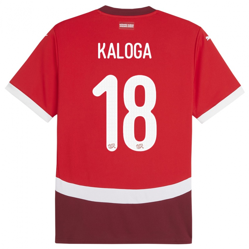 Børn Schweiz Issa Kaloga #18 Rød Hjemmebane Spillertrøjer 24-26 Trøje T-Shirt