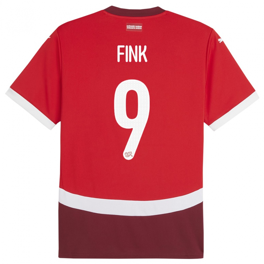 Børn Schweiz Bradley Fink #9 Rød Hjemmebane Spillertrøjer 24-26 Trøje T-Shirt