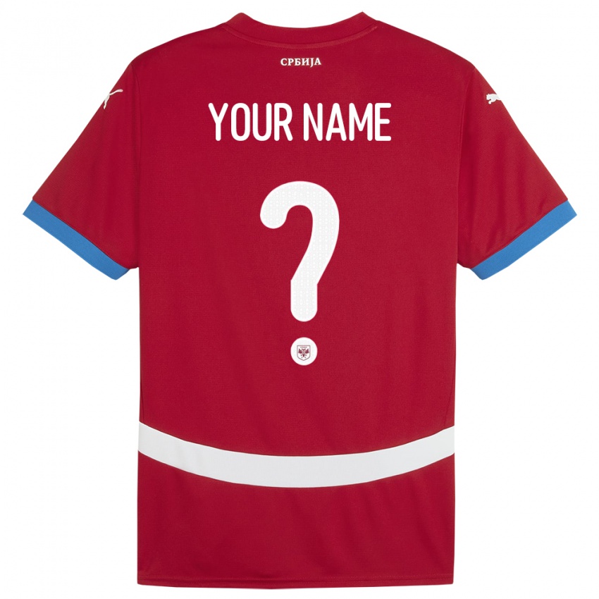 Børn Serbien Dit Navn #0 Rød Hjemmebane Spillertrøjer 24-26 Trøje T-Shirt