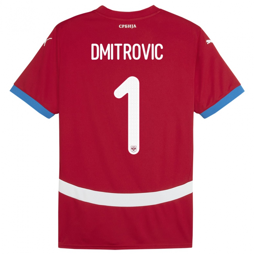 Børn Serbien Marko Dmitrovic #1 Rød Hjemmebane Spillertrøjer 24-26 Trøje T-Shirt