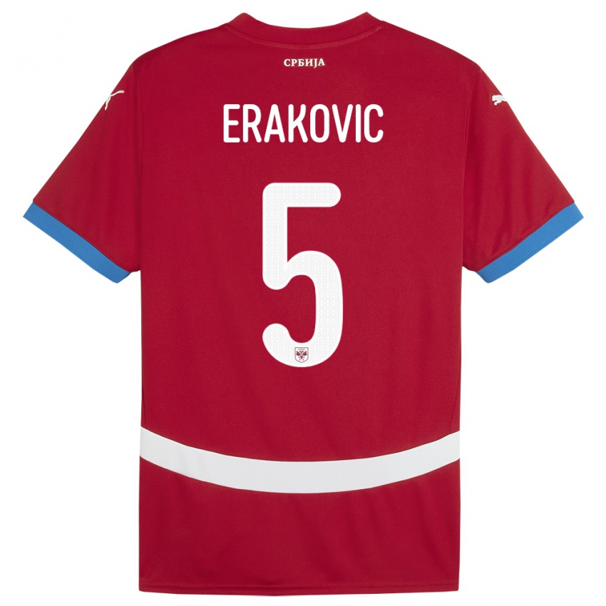 Børn Serbien Strahinja Erakovic #5 Rød Hjemmebane Spillertrøjer 24-26 Trøje T-Shirt