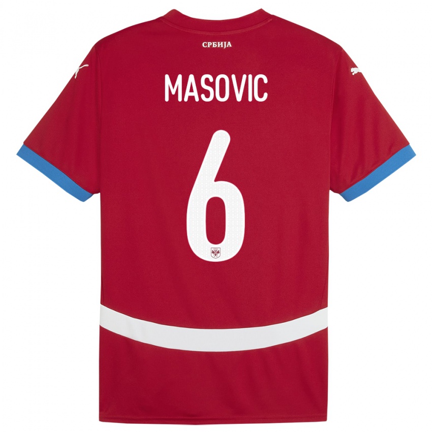 Børn Serbien Erhan Masovic #6 Rød Hjemmebane Spillertrøjer 24-26 Trøje T-Shirt