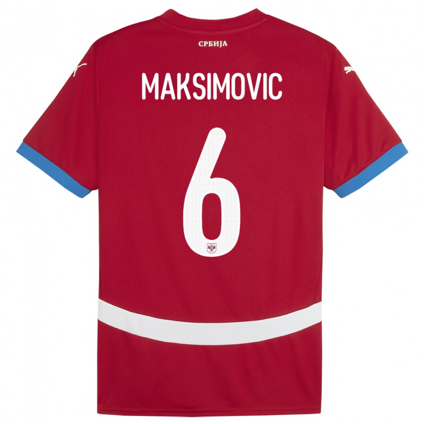 Børn Serbien Nemanja Maksimovic #6 Rød Hjemmebane Spillertrøjer 24-26 Trøje T-Shirt