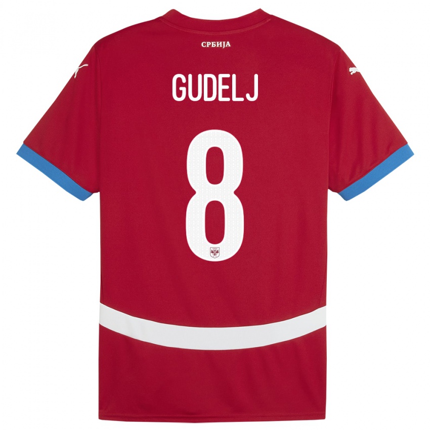 Børn Serbien Nemanja Gudelj #8 Rød Hjemmebane Spillertrøjer 24-26 Trøje T-Shirt