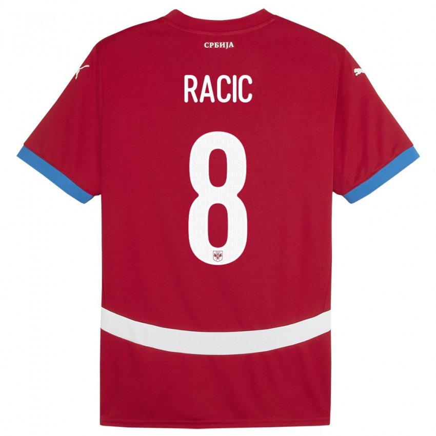 Børn Serbien Uros Racic #8 Rød Hjemmebane Spillertrøjer 24-26 Trøje T-Shirt