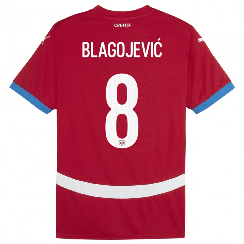 Børn Serbien Dina Blagojevic #8 Rød Hjemmebane Spillertrøjer 24-26 Trøje T-Shirt