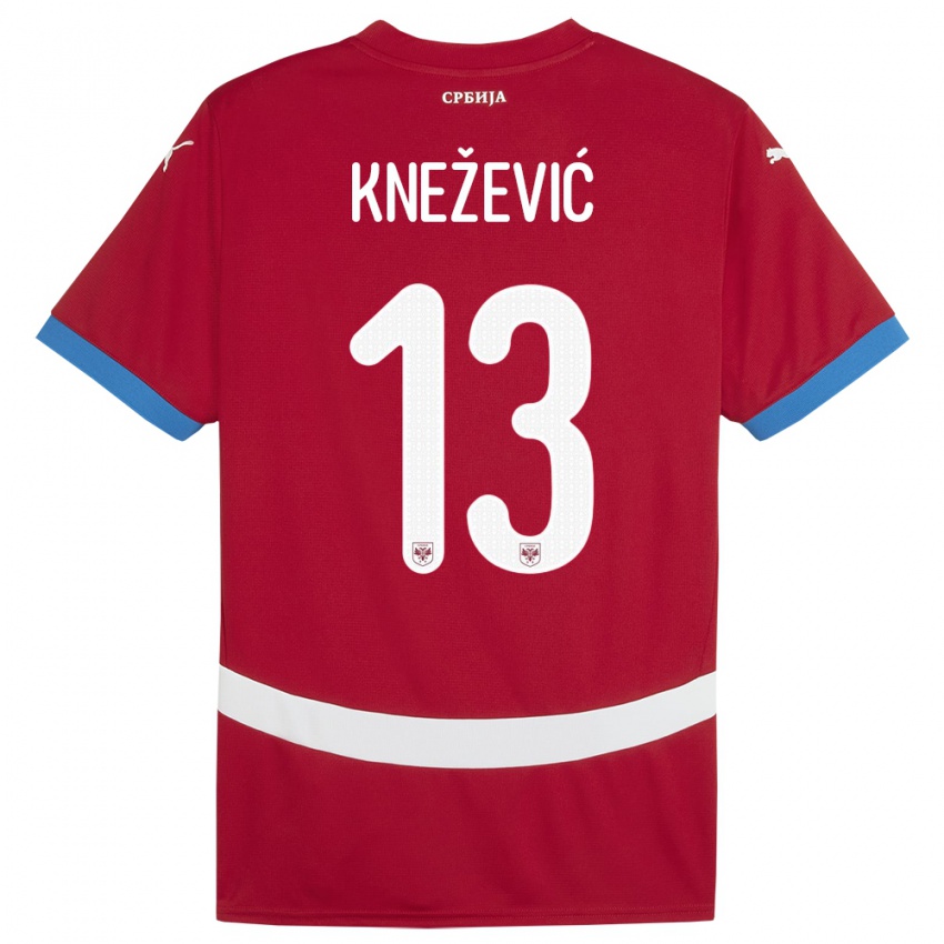 Børn Serbien Milana Knezevic #13 Rød Hjemmebane Spillertrøjer 24-26 Trøje T-Shirt