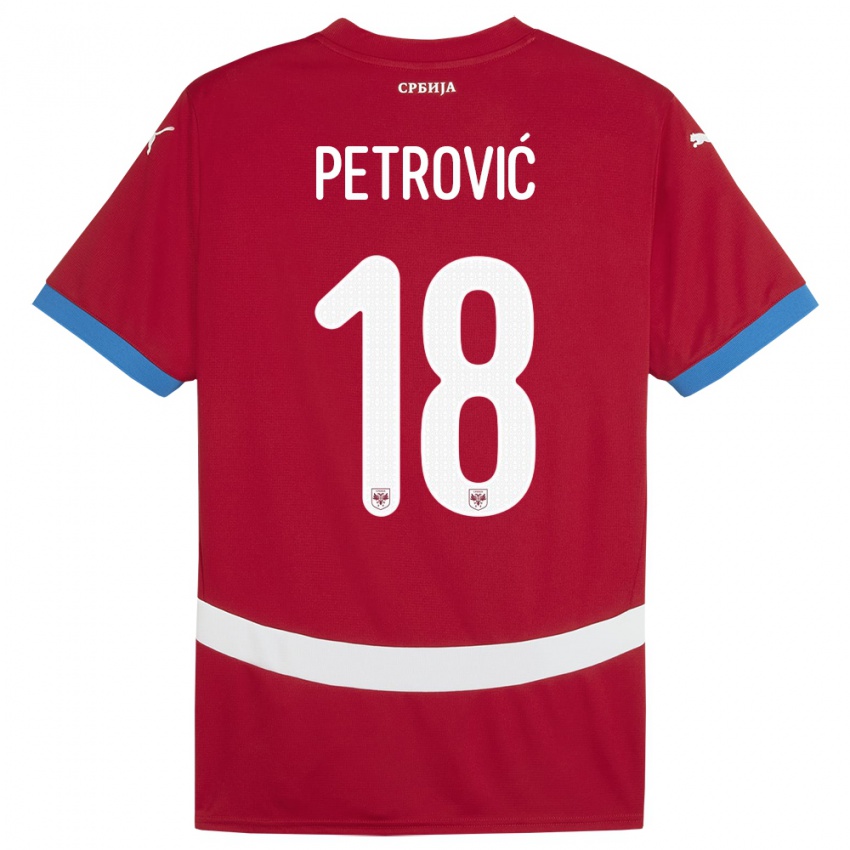 Børn Serbien Emilija Petrovic #18 Rød Hjemmebane Spillertrøjer 24-26 Trøje T-Shirt