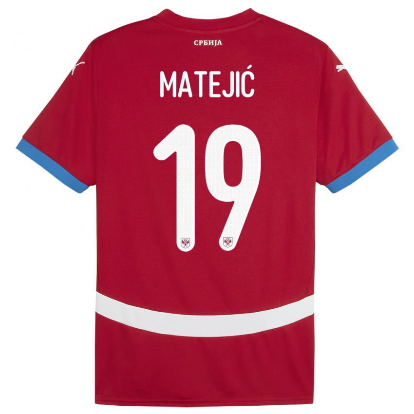 Børn Serbien Nina Matejic #19 Rød Hjemmebane Spillertrøjer 24-26 Trøje T-Shirt