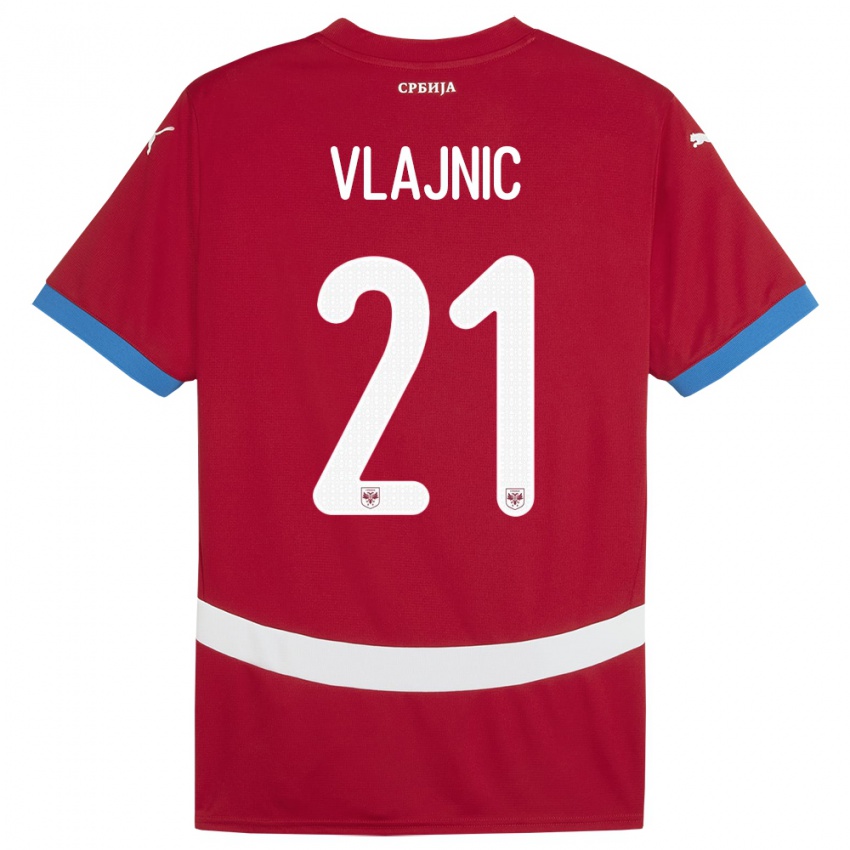 Børn Serbien Tyla Jay Vlajnic #21 Rød Hjemmebane Spillertrøjer 24-26 Trøje T-Shirt