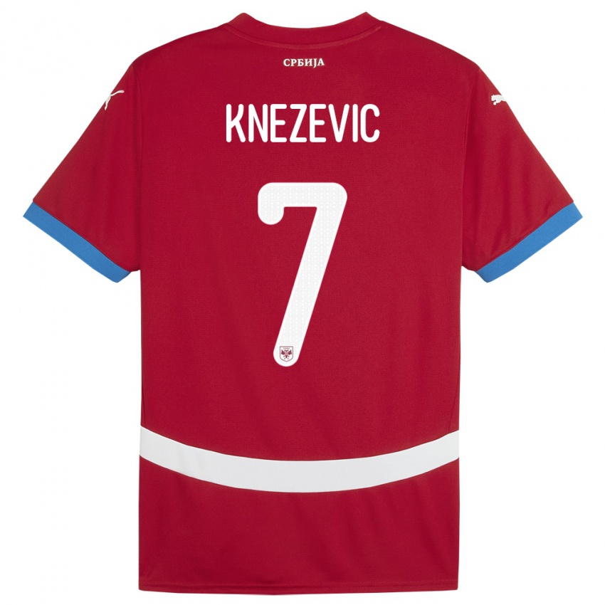 Børn Serbien Nikola Knezevic #7 Rød Hjemmebane Spillertrøjer 24-26 Trøje T-Shirt