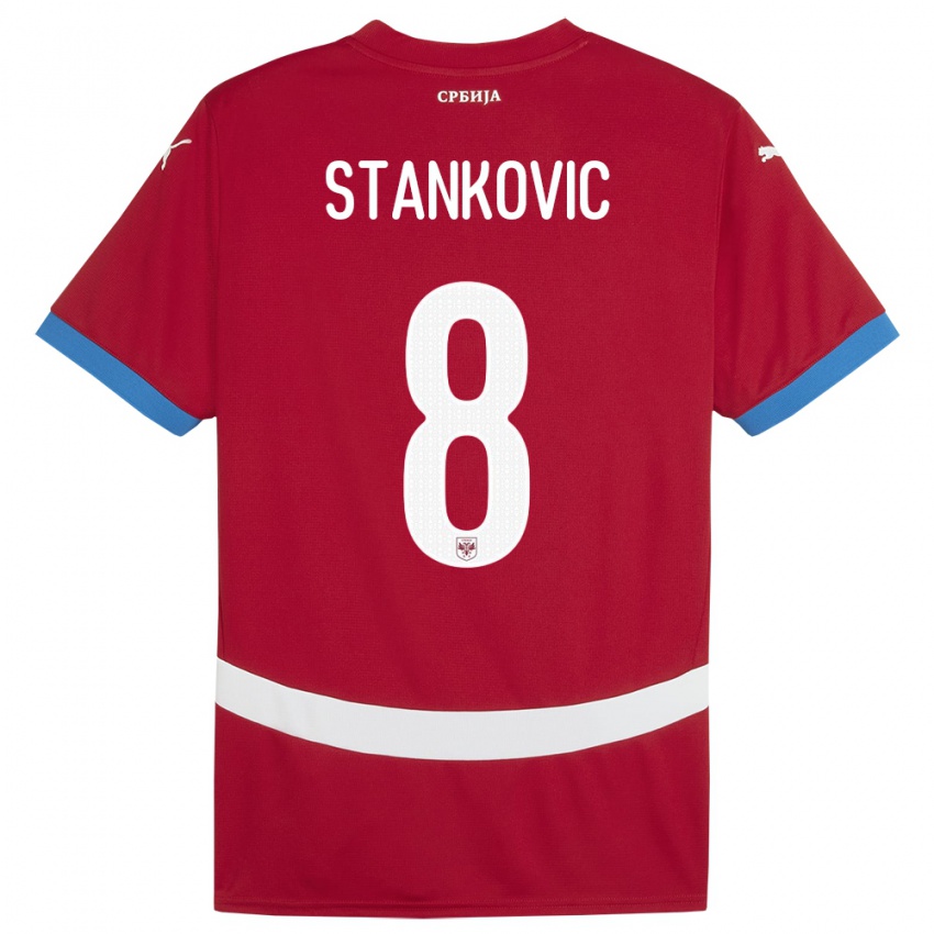 Børn Serbien Nikola Stankovic #8 Rød Hjemmebane Spillertrøjer 24-26 Trøje T-Shirt