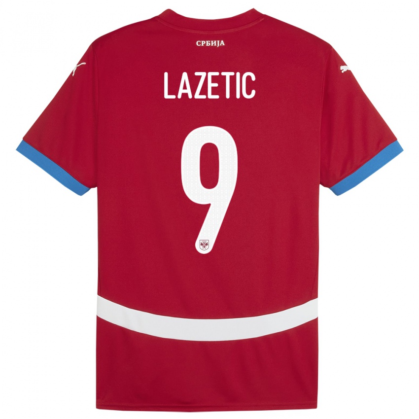 Børn Serbien Marko Lazetic #9 Rød Hjemmebane Spillertrøjer 24-26 Trøje T-Shirt
