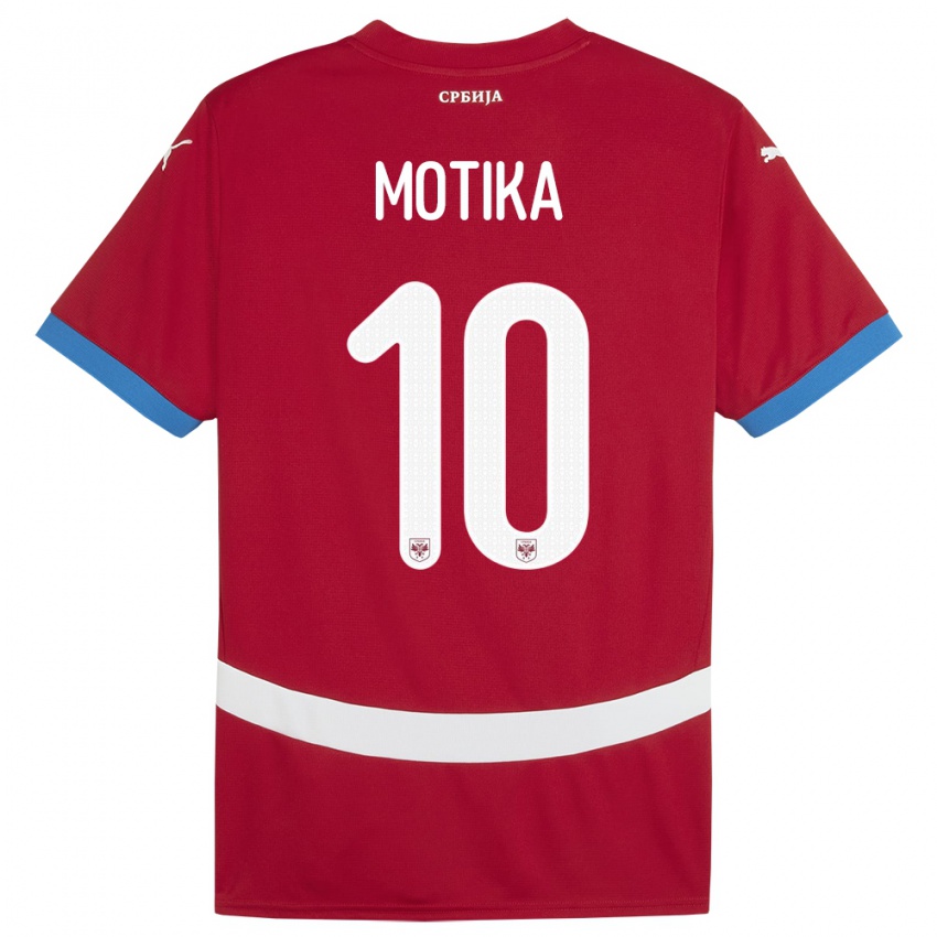 Børn Serbien Nemanja Motika #10 Rød Hjemmebane Spillertrøjer 24-26 Trøje T-Shirt