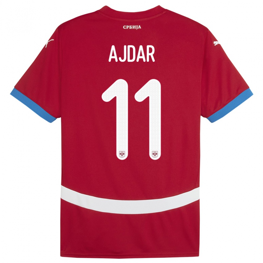 Børn Serbien Ognjen Ajdar #11 Rød Hjemmebane Spillertrøjer 24-26 Trøje T-Shirt