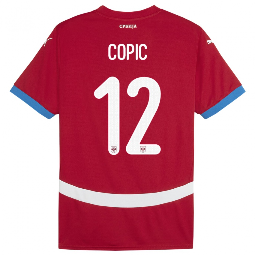 Børn Serbien Marko Copic #12 Rød Hjemmebane Spillertrøjer 24-26 Trøje T-Shirt
