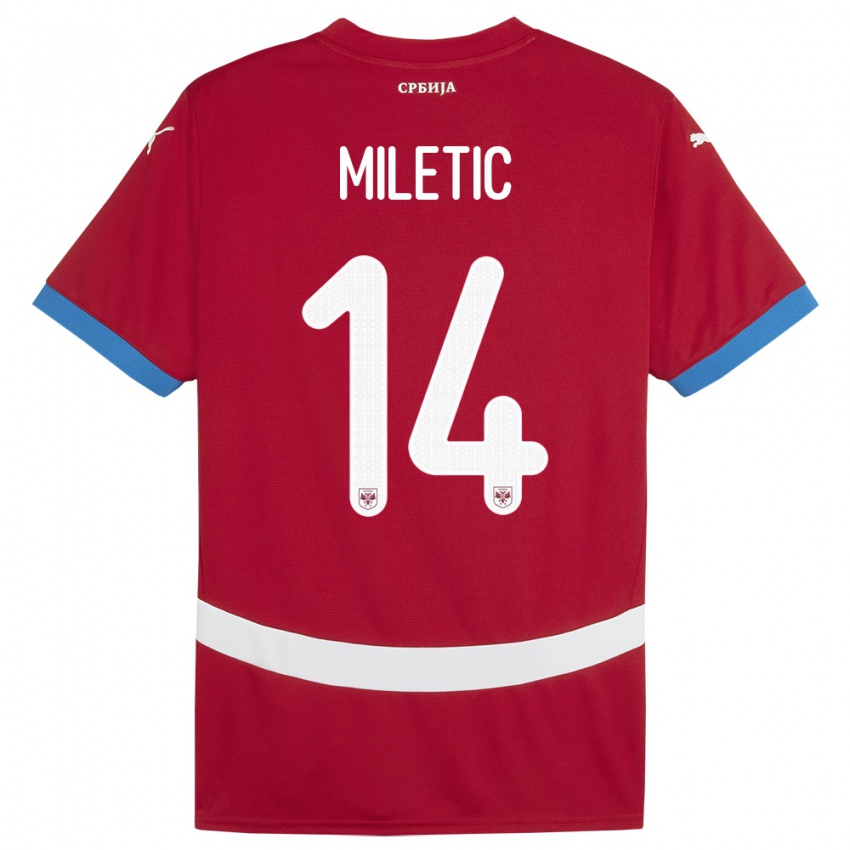 Børn Serbien Vladimir Miletic #14 Rød Hjemmebane Spillertrøjer 24-26 Trøje T-Shirt