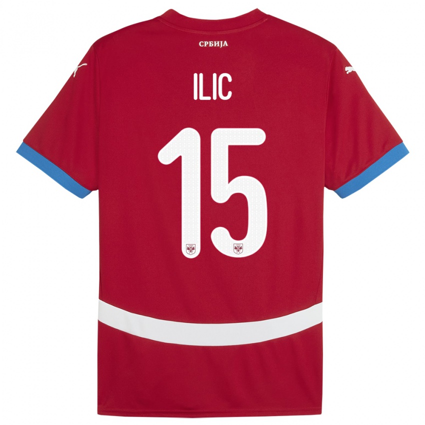 Børn Serbien Mihajlo Ilic #15 Rød Hjemmebane Spillertrøjer 24-26 Trøje T-Shirt