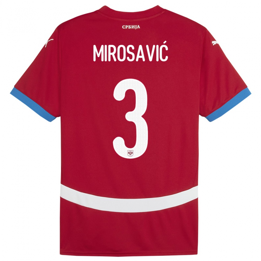 Børn Serbien Veljko Mirosavic #3 Rød Hjemmebane Spillertrøjer 24-26 Trøje T-Shirt