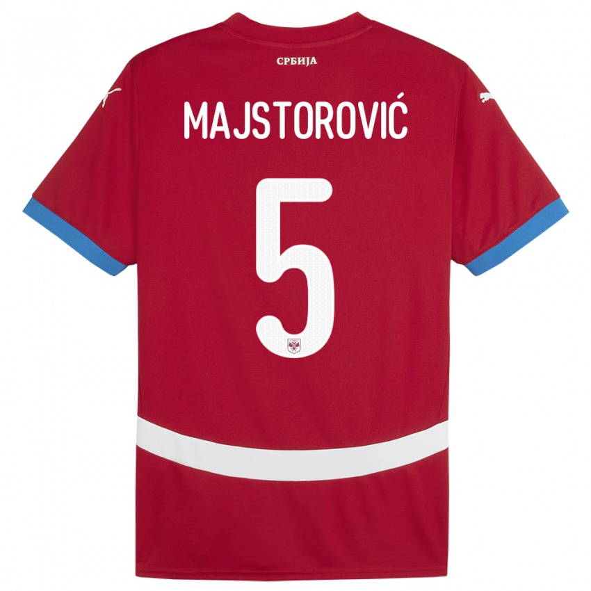 Børn Serbien Milan Majstorovic #5 Rød Hjemmebane Spillertrøjer 24-26 Trøje T-Shirt
