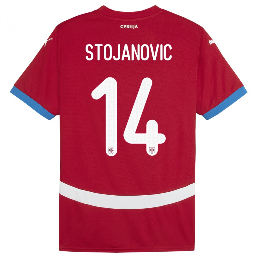 Børn Serbien Matija Stojanovic #14 Rød Hjemmebane Spillertrøjer 24-26 Trøje T-Shirt