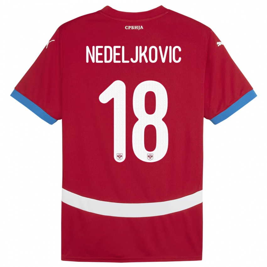 Børn Serbien Kosta Nedeljkovic #18 Rød Hjemmebane Spillertrøjer 24-26 Trøje T-Shirt