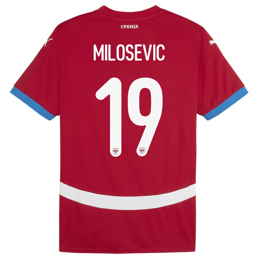 Børn Serbien Jovan Milosevic #19 Rød Hjemmebane Spillertrøjer 24-26 Trøje T-Shirt