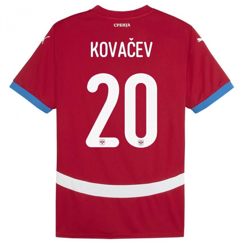 Børn Serbien Milan Kovacev #20 Rød Hjemmebane Spillertrøjer 24-26 Trøje T-Shirt