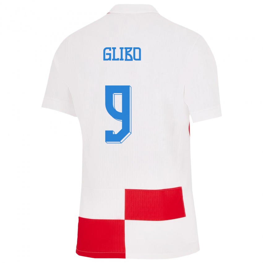 Børn Kroatien Andrea Glibo #9 Hvid Rød Hjemmebane Spillertrøjer 24-26 Trøje T-Shirt
