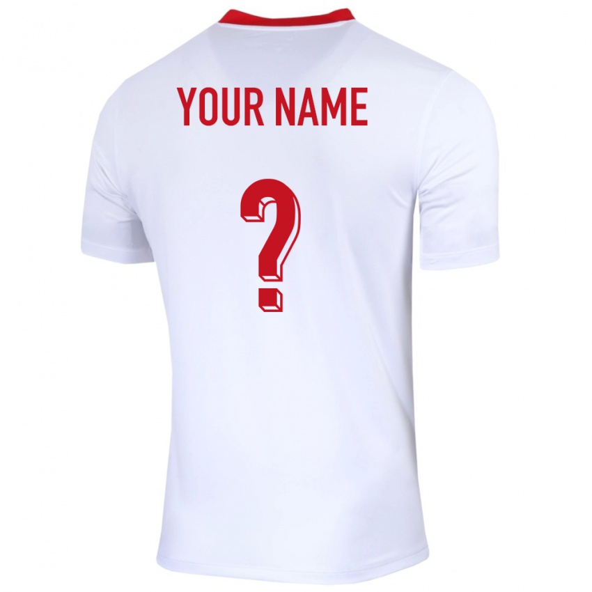 Børn Polen Dit Navn #0 Hvid Hjemmebane Spillertrøjer 24-26 Trøje T-Shirt