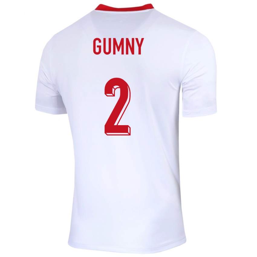 Børn Polen Robert Gumny #2 Hvid Hjemmebane Spillertrøjer 24-26 Trøje T-Shirt