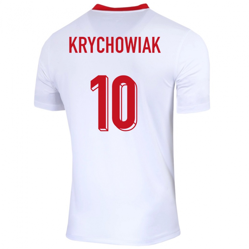 Børn Polen Grzegorz Krychowiak #10 Hvid Hjemmebane Spillertrøjer 24-26 Trøje T-Shirt