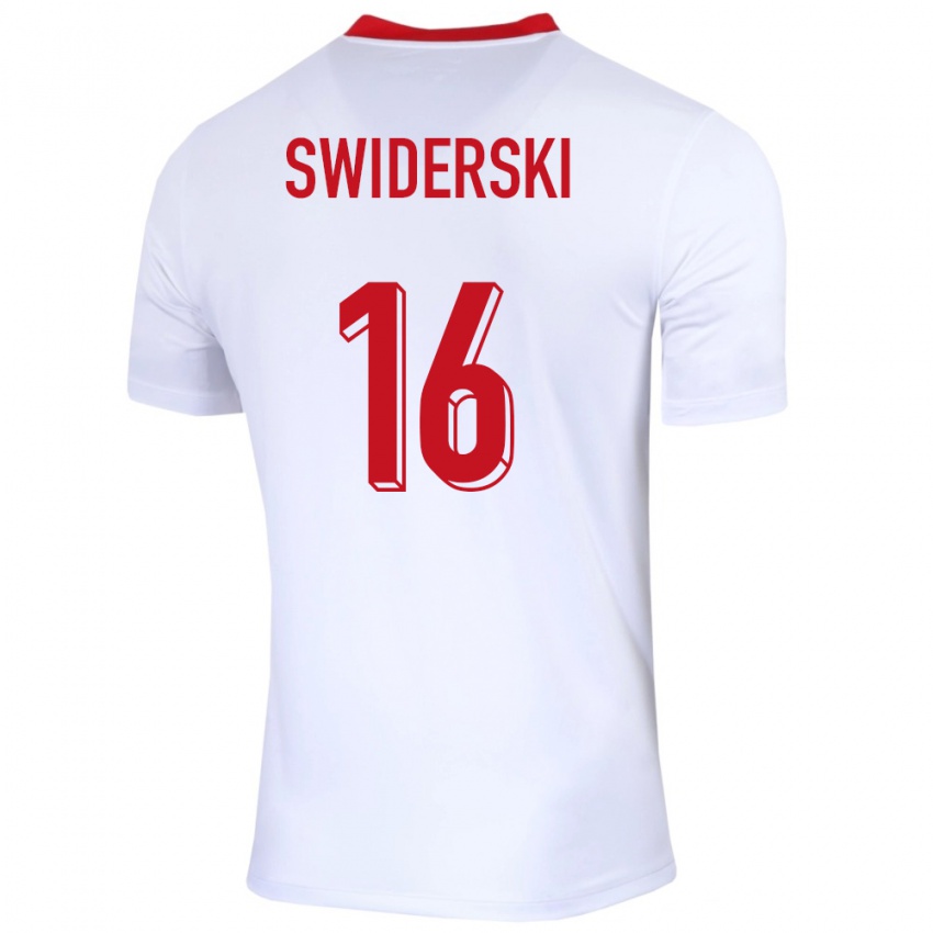 Børn Polen Karol Swiderski #16 Hvid Hjemmebane Spillertrøjer 24-26 Trøje T-Shirt
