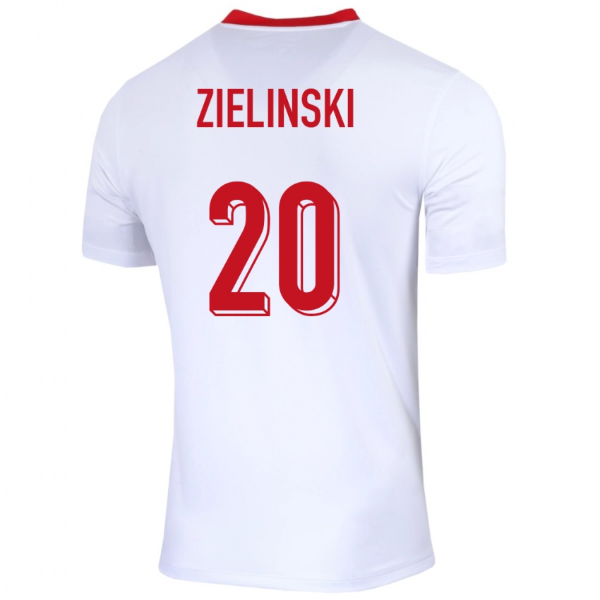 Børn Polen Piotr Zielinski #20 Hvid Hjemmebane Spillertrøjer 24-26 Trøje T-Shirt