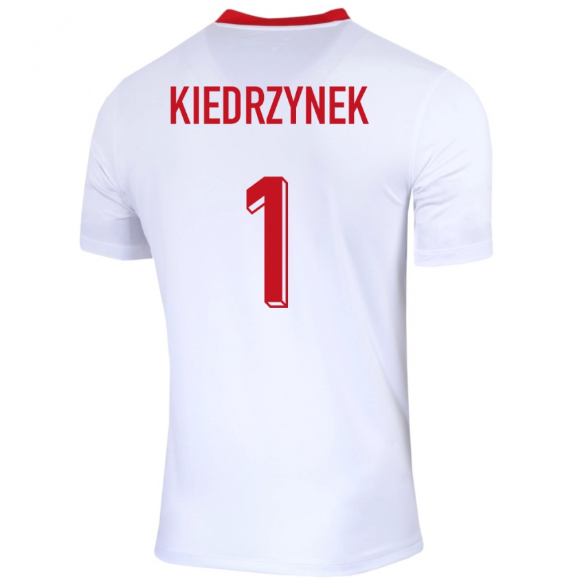 Børn Polen Katarzyna Kiedrzynek #1 Hvid Hjemmebane Spillertrøjer 24-26 Trøje T-Shirt
