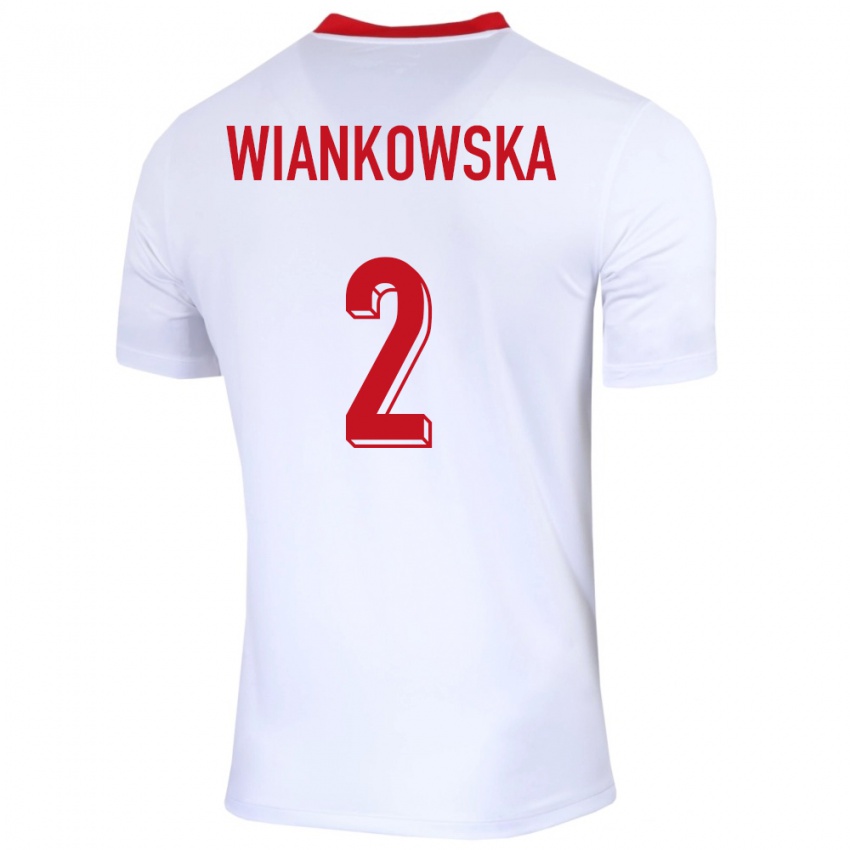 Børn Polen Martyna Wiankowska #2 Hvid Hjemmebane Spillertrøjer 24-26 Trøje T-Shirt