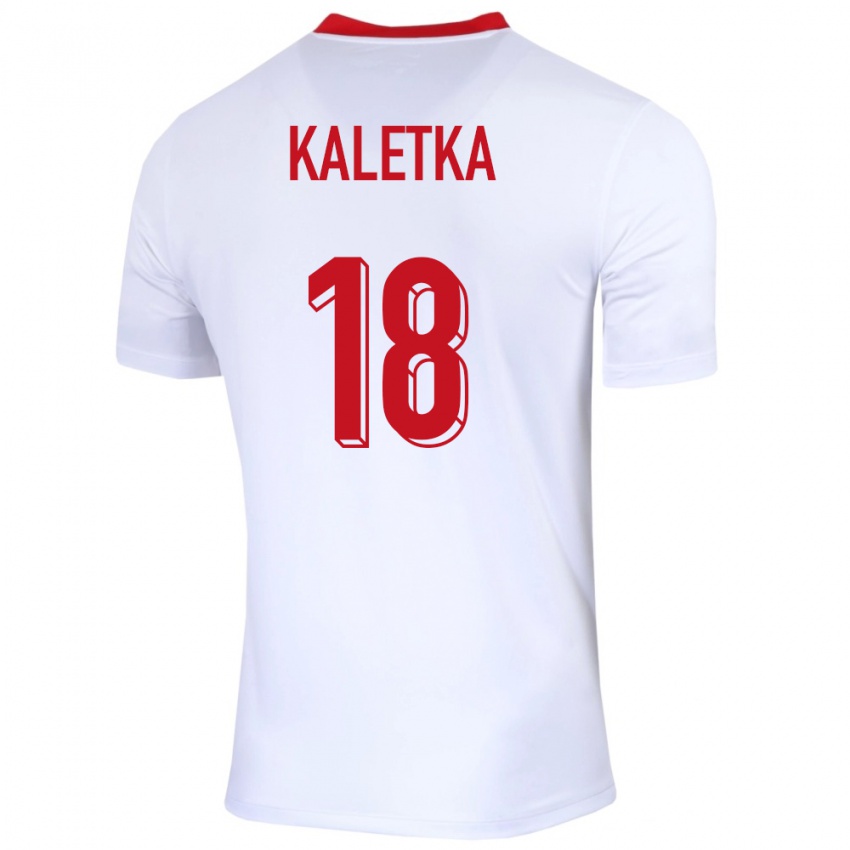 Børn Polen Nikol Kaletka #18 Hvid Hjemmebane Spillertrøjer 24-26 Trøje T-Shirt