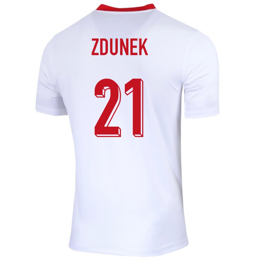 Børn Polen Emilia Zdunek #21 Hvid Hjemmebane Spillertrøjer 24-26 Trøje T-Shirt