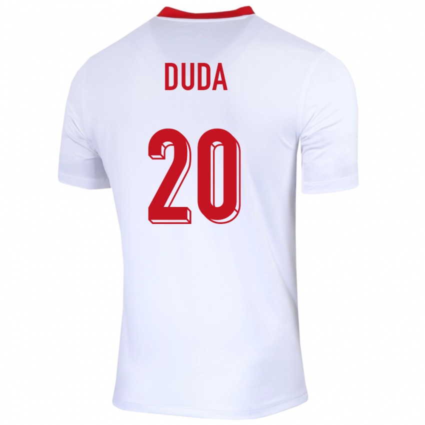 Børn Polen Kacper Duda #20 Hvid Hjemmebane Spillertrøjer 24-26 Trøje T-Shirt