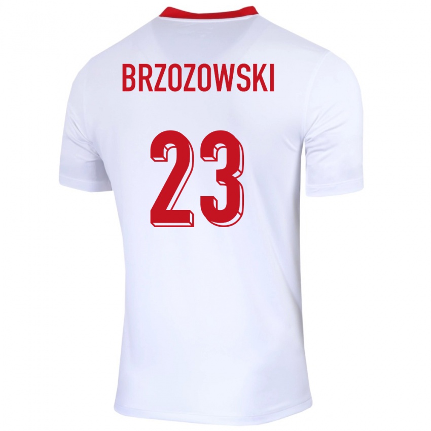 Børn Polen Milosz Brzozowski #23 Hvid Hjemmebane Spillertrøjer 24-26 Trøje T-Shirt