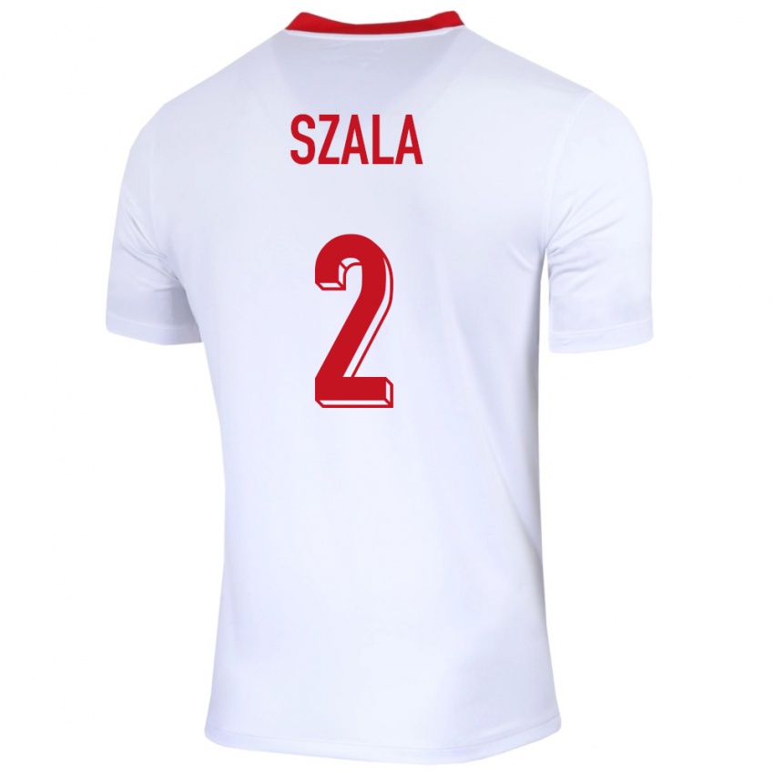 Børn Polen Dominik Szala #2 Hvid Hjemmebane Spillertrøjer 24-26 Trøje T-Shirt