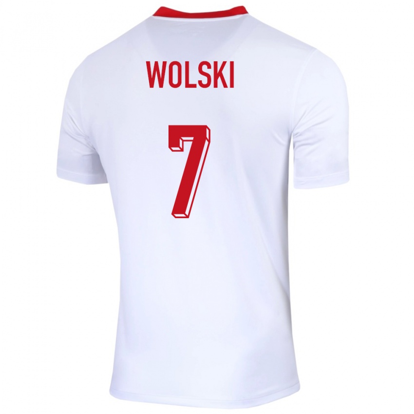 Børn Polen Filip Wolski #7 Hvid Hjemmebane Spillertrøjer 24-26 Trøje T-Shirt