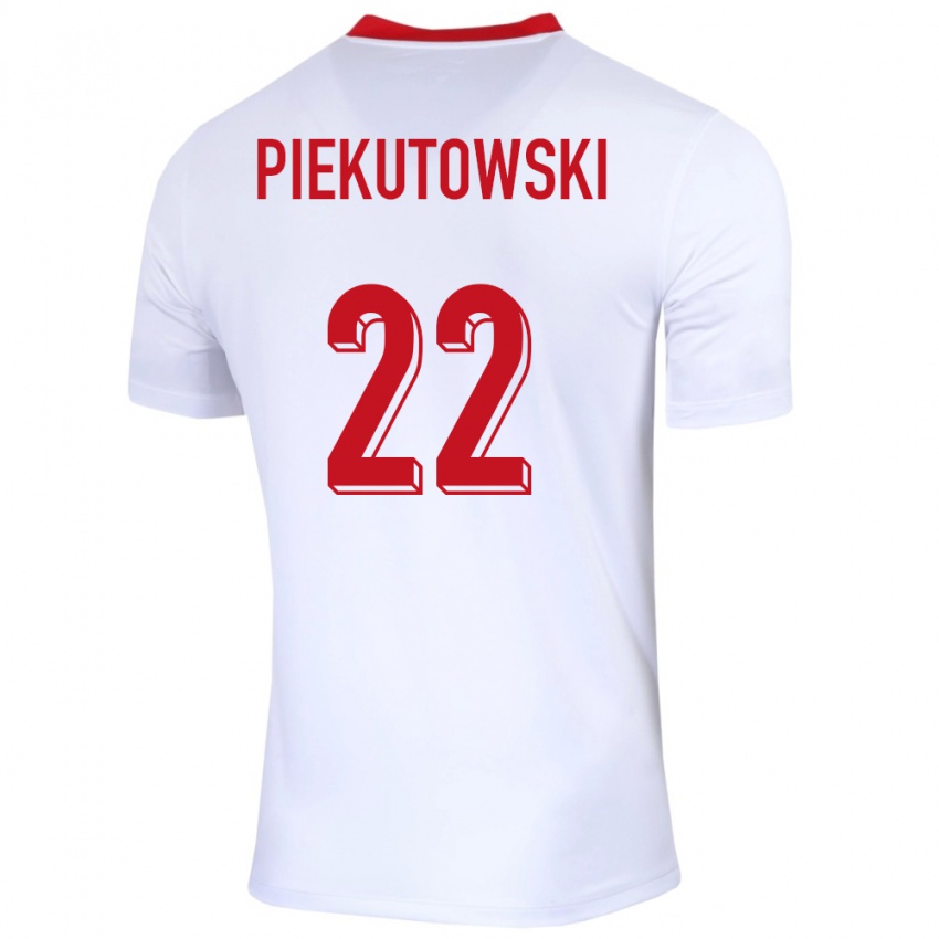 Børn Polen Milosz Piekutowski #22 Hvid Hjemmebane Spillertrøjer 24-26 Trøje T-Shirt