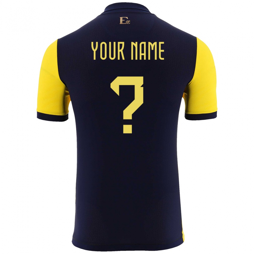 Børn Ecuador Dit Navn #0 Gul Hjemmebane Spillertrøjer 24-26 Trøje T-Shirt
