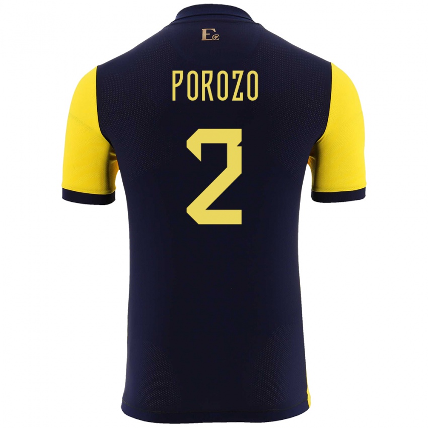 Børn Ecuador Jackson Porozo #2 Gul Hjemmebane Spillertrøjer 24-26 Trøje T-Shirt