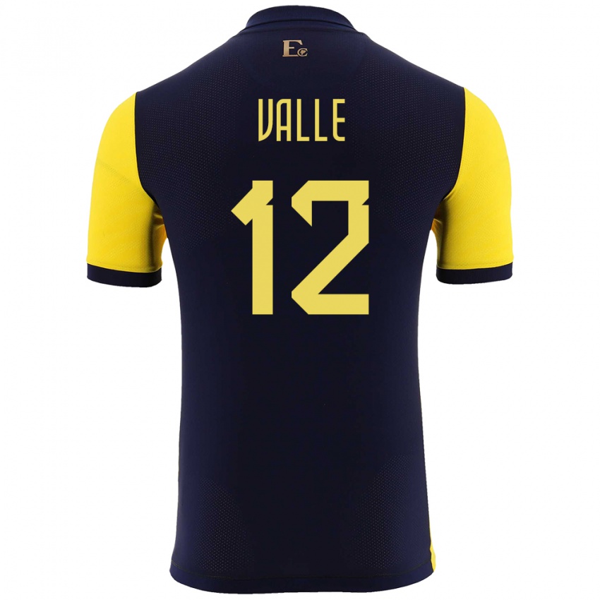 Børn Ecuador Gonzalo Valle #12 Gul Hjemmebane Spillertrøjer 24-26 Trøje T-Shirt